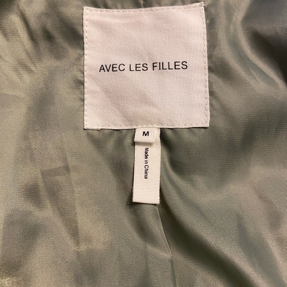EUC Anthropologie Avec Les Filles Cropped Vegan Faux Leather Jacket Moss Green M - Picture 3 of 4